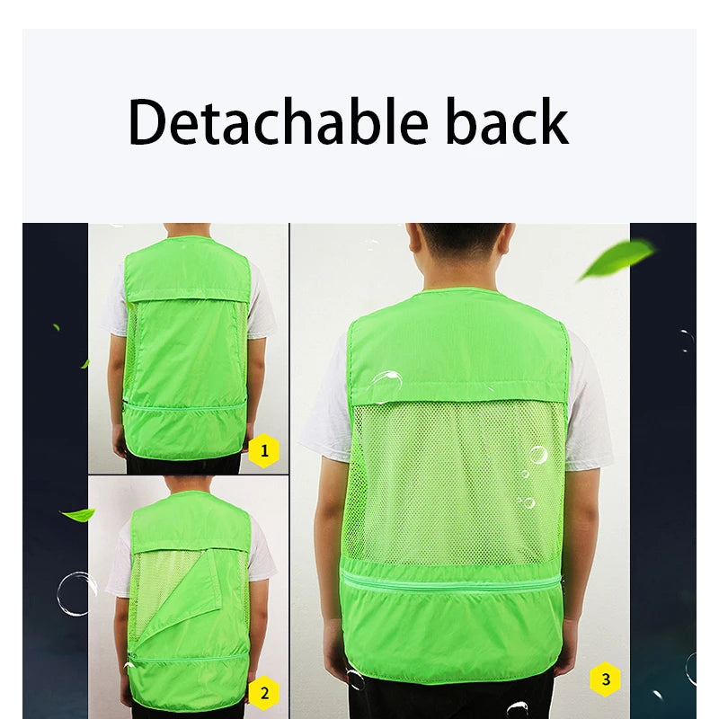 Custom Cargo Workwear Utility Fishing Mesh Multi Pocket Vest