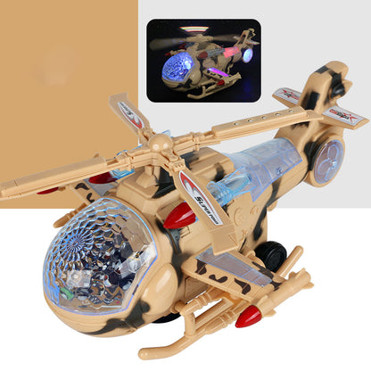 Electric Universal Colorful Music Fighter Model Toy Children's Plane Airplanes Helicopter Toys for Kids