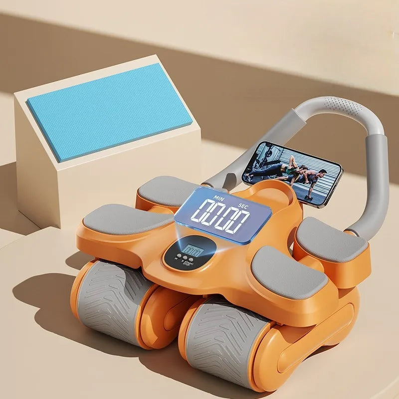 Automatic Rebound Four-Wheel Abdominal Roll Thin Belly Exercise Equipment for Men Women Household Fitness Elbow for Ab Roller