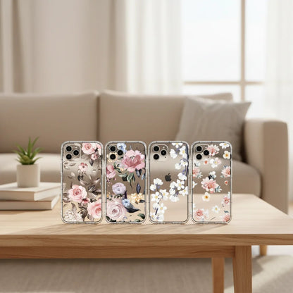 Clear Daisy Floral Printed TPU Phone Case for iPhone 15 Pro Max Shockproof 16 17