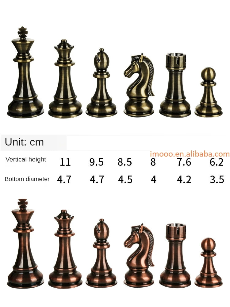 Factory Price 52CM Big Metal Glossy Chess Pieces Folding Chess Board High Grade Professional Chess Games Set
