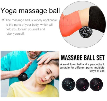 EPP Fitness Ball Double Lacrosse Massage Ball Set Mobility Peanut Ball for Self-Myofascial Release Deep Tissue Yoga Gym Home