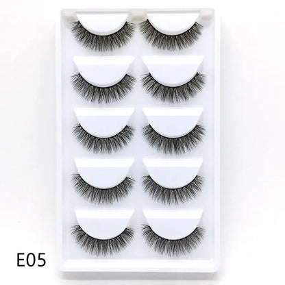 5 Pairs Multipack Faux 3D Mink Hair False Eyelashes Handmade Fluffy Long Lashes Nature Long Eye Makeup Tools Eye Lashes H13/S19