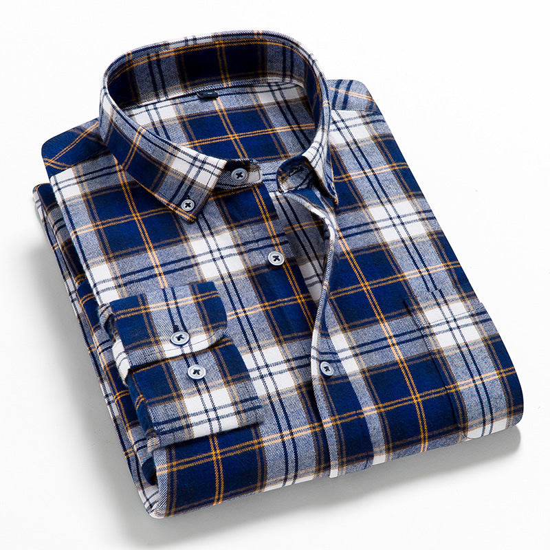 Men's Long Sleeve Plaid Cotton Shirt Casual Spring Autumn
