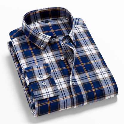 Men's Long Sleeve Plaid Cotton Shirt Casual Spring Autumn