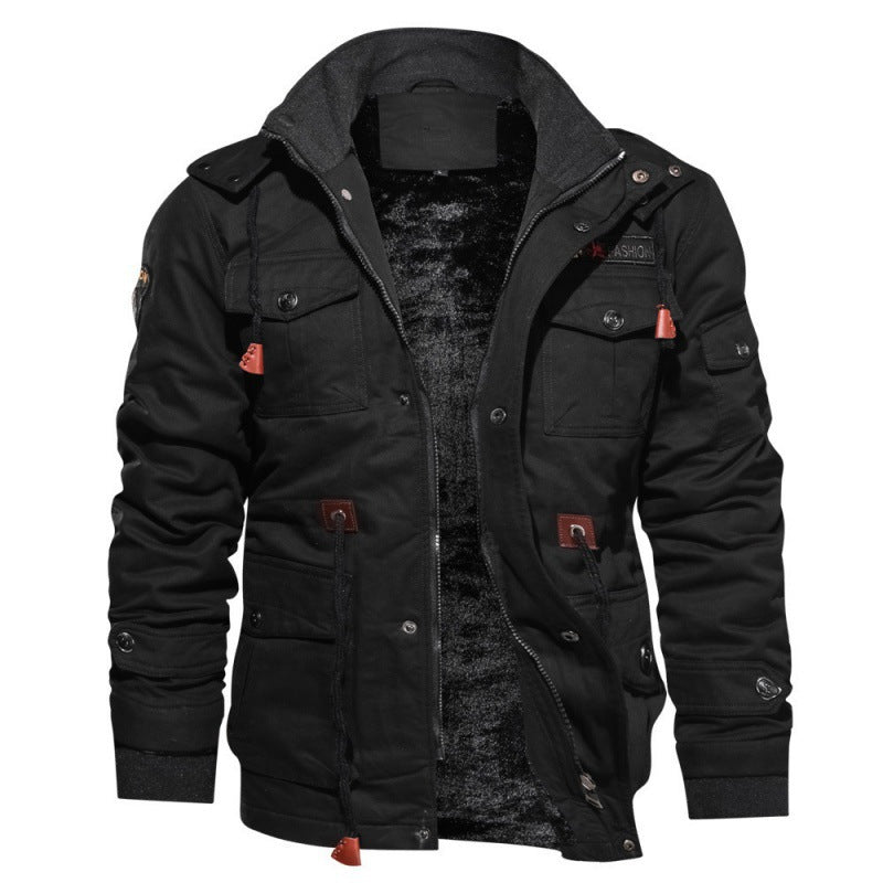 Winter Jacket Men Casual Thick Thermal Coat Green  Jackets Cargo Outwear Fleece Hooded Jacket 4XL Clothes