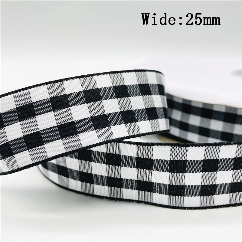 5yards/Lot 25mm Plaid Ribbon Christmas Decor Ribbon for Handmade Design Christmas Decoration DIY Gift Wrapping