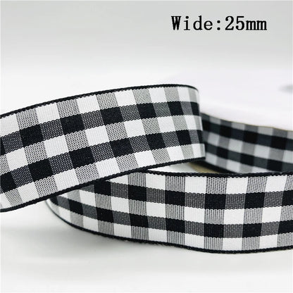 5yards/Lot 25mm Plaid Ribbon Christmas Decor Ribbon for Handmade Design Christmas Decoration DIY Gift Wrapping