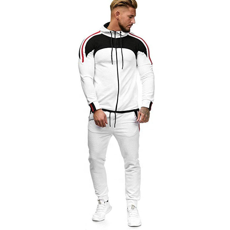 D201  Custom Color Blocking Men's Casual Tracksuit Trends High Quality Jogger Long Pants Hoodie Set Men Clothes