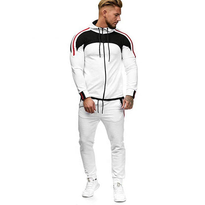 D201  Custom Color Blocking Men's Casual Tracksuit Trends High Quality Jogger Long Pants Hoodie Set Men Clothes