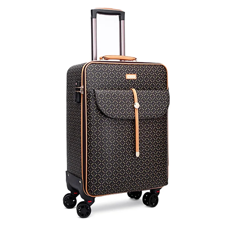 PU Spinner Rolling Luggage with Handbag Travel Suitcase for Men and Women