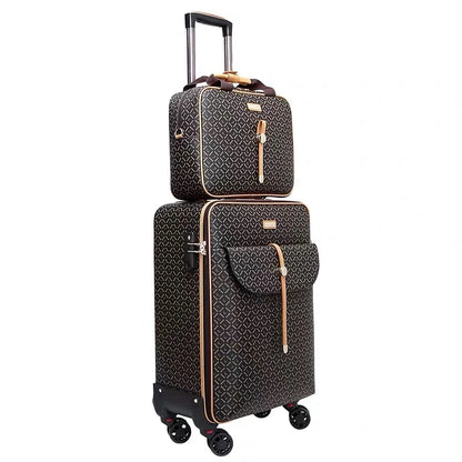 PU Spinner Rolling Luggage with Handbag Travel Suitcase for Men and Women