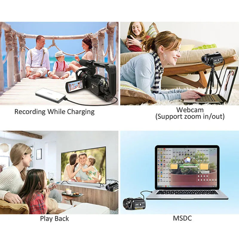 Video Camera 4K Digital Camcorder Professional, Ordro AC3 YouTube Blogger Vlog Cameras Filmadora With Microphone 64GB SD Card