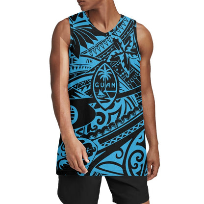 Sport Tank Top Men Basketball Jersey Clothes Polynesian Black and White Tribal Tattoo Totem Custom Sublimated Basketball Jersey