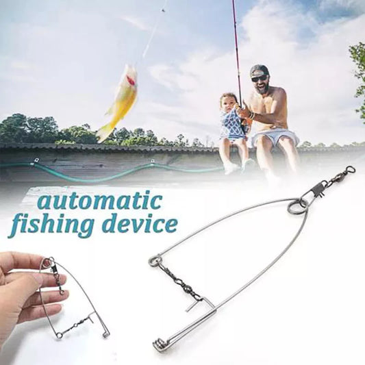5pcs Automatic Fishing Hook Trigger Stainless Steel Spring Fishhook Bait Catch Catapult Automatically Fishing Device Accessories
