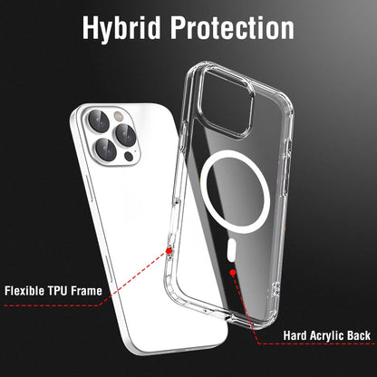 Us Stock Luxury Shockproof Clear Transparent Silicone Phone Case for Iphone 16 Support Wireless Charging Magnetic Back Cover