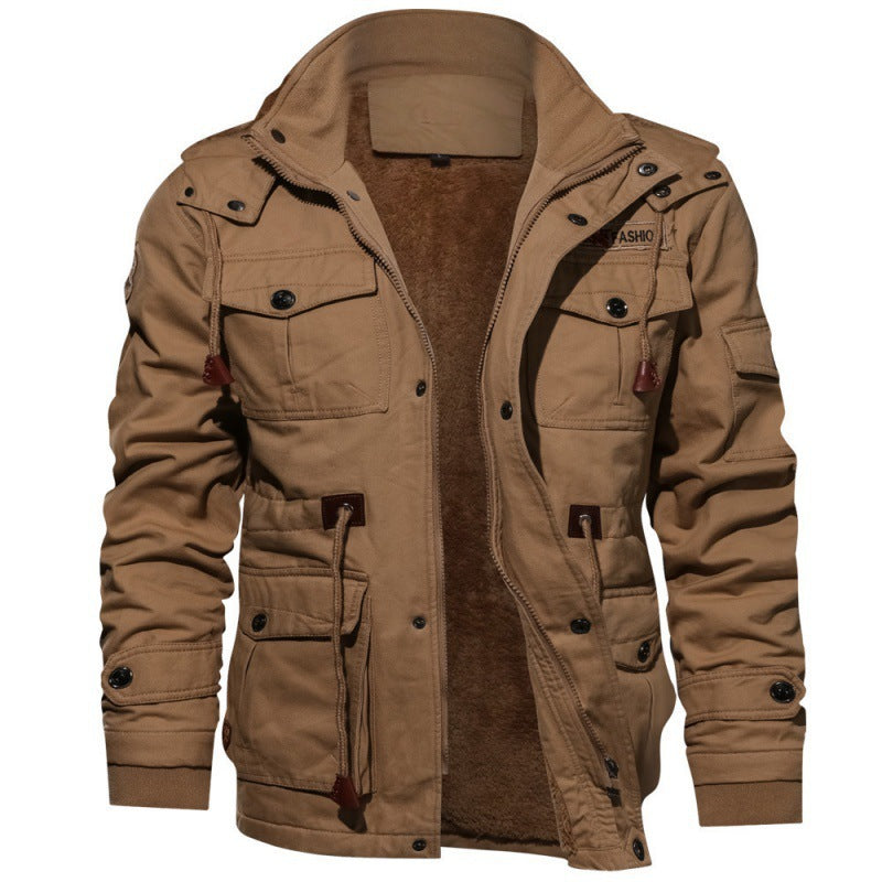 Winter Jacket Men Casual Thick Thermal Coat Green  Jackets Cargo Outwear Fleece Hooded Jacket 4XL Clothes