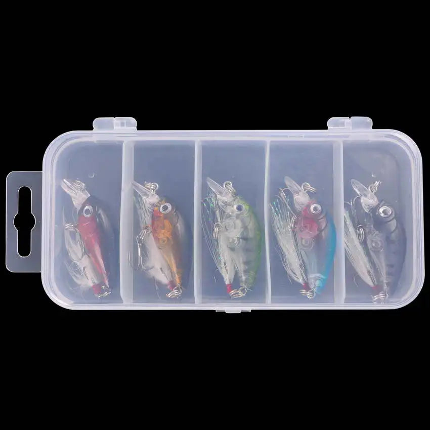 5pcs/Box 100mm Floating Popper Fishing Lure Set Artificial Hard Bait Lures Soft Rotating Tail Fishing Tackle Box