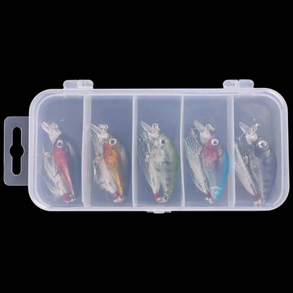 5pcs/Box 100mm Floating Popper Fishing Lure Set Artificial Hard Bait Lures Soft Rotating Tail Fishing Tackle Box