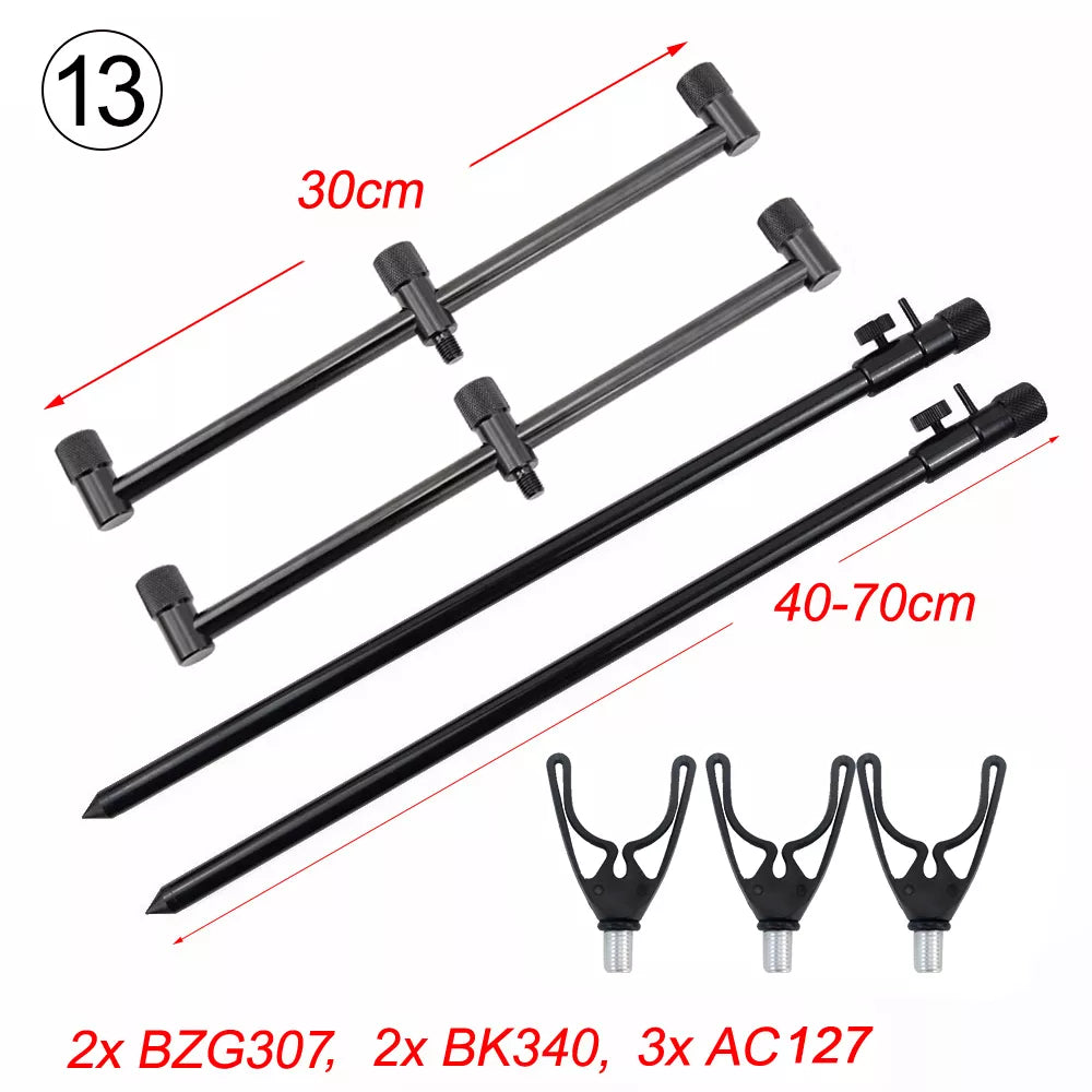 Carp Fishing Buzz Bars 20cm 30cm Fishing Rod Pod Holder Black Buzzer Bar for 2 Rods