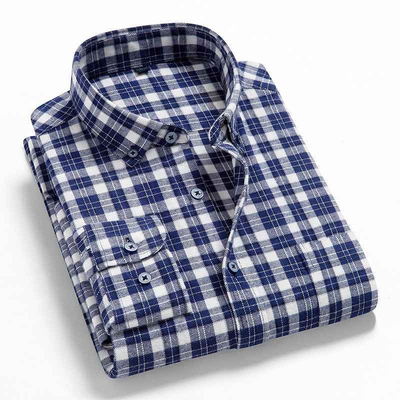 Men's Long Sleeve Plaid Cotton Shirt Casual Spring Autumn