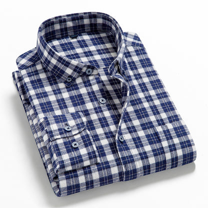 Men's Long Sleeve Plaid Cotton Shirt Casual Spring Autumn