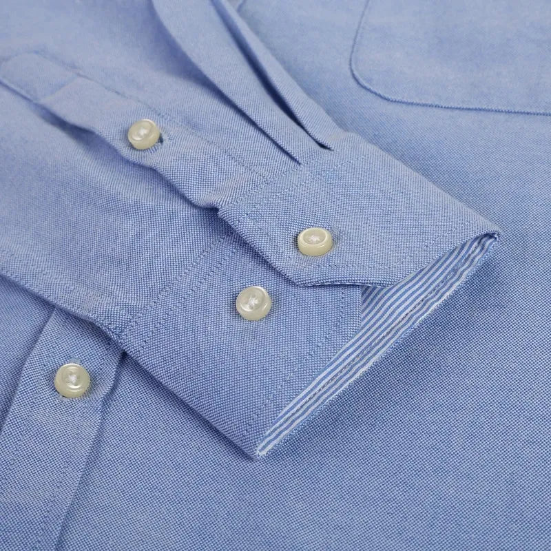 Men's Cotton Oxford Plaid Long Sleeve Casual Shirt with Pocket