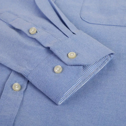 Men's Cotton Oxford Plaid Long Sleeve Casual Shirt with Pocket