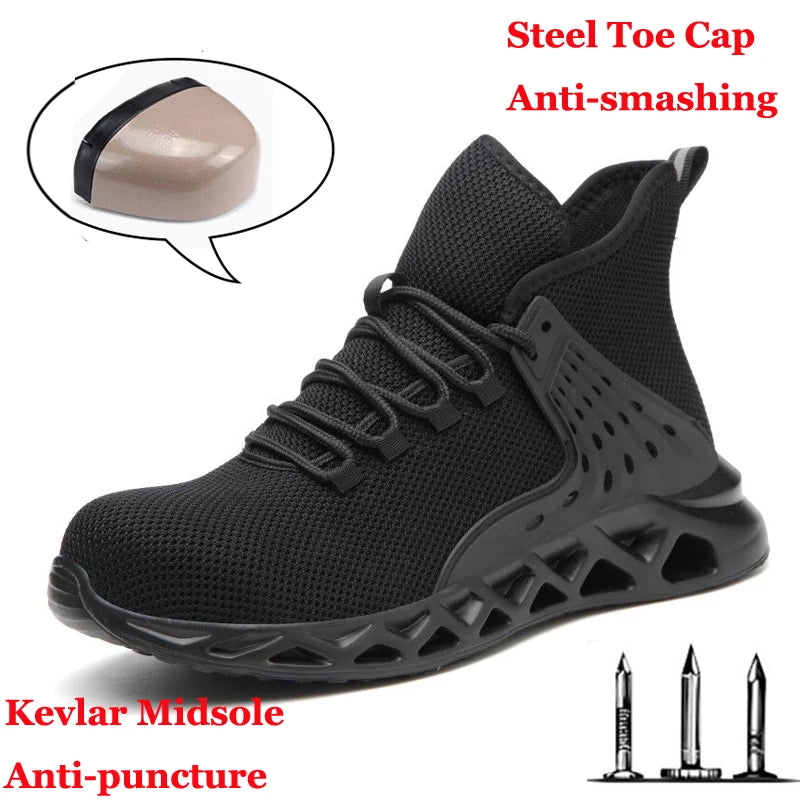 Men Safety Shoes With Metal Toe Indestructible Ryder Shoe Work Boots With Steel Toe Waterproof Breathable Sneakers Work Shoes