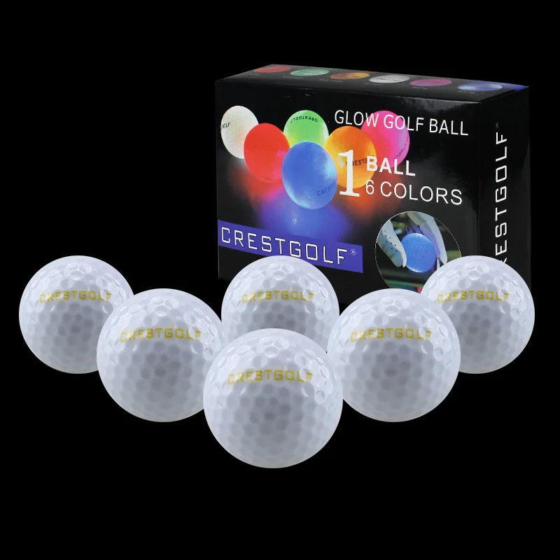 Crestgolf Golf Ball With Logo 3pcs/6pcs/10pcs/30pcs/Pack Night Glow Light Glow LED Golf Ball-Six Color for Your Choice