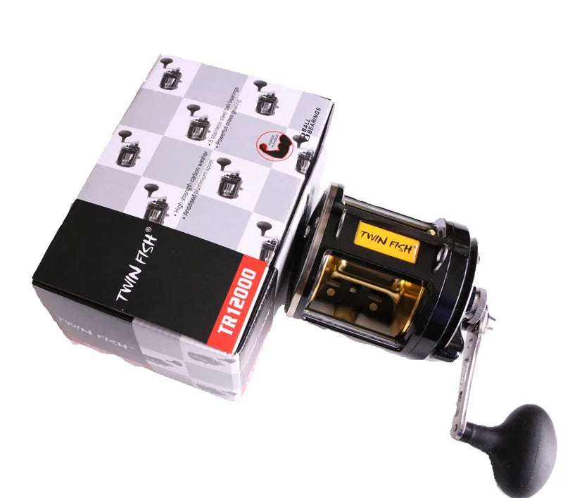 12000 Series High Line Capacity 7+1BB 25kg Drag Drum Fishing Reel Sea Fishing Wheel for Trolling Boat Fishing