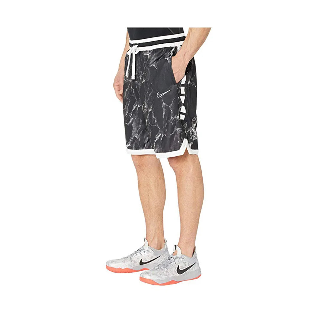 Nike Dri-Fit Marble Print Elite Basketball Pants Men's Active Shorts in Black Marble XS Available | 100% Authentic