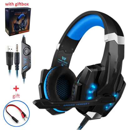 G2000 Gaming Headset Deep Bass Stereo Casque Wired Headphone Glowing Earphone With Microphone for PS5 PS4 XBOX PC Laptop