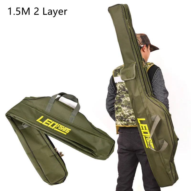 0.8m/1m/1.2m/1.5m Double Layer Large Capacity Fishing Rod Bags 600D Oxford Cloth Sea Fishing Tackle Foldable Package