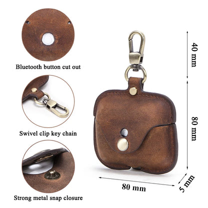 Retro Genuine Leather Cover for AirPods Pro Case Funda Airpod Pro чехол Bluetooth Wireless Headphones Charging Box Luxury