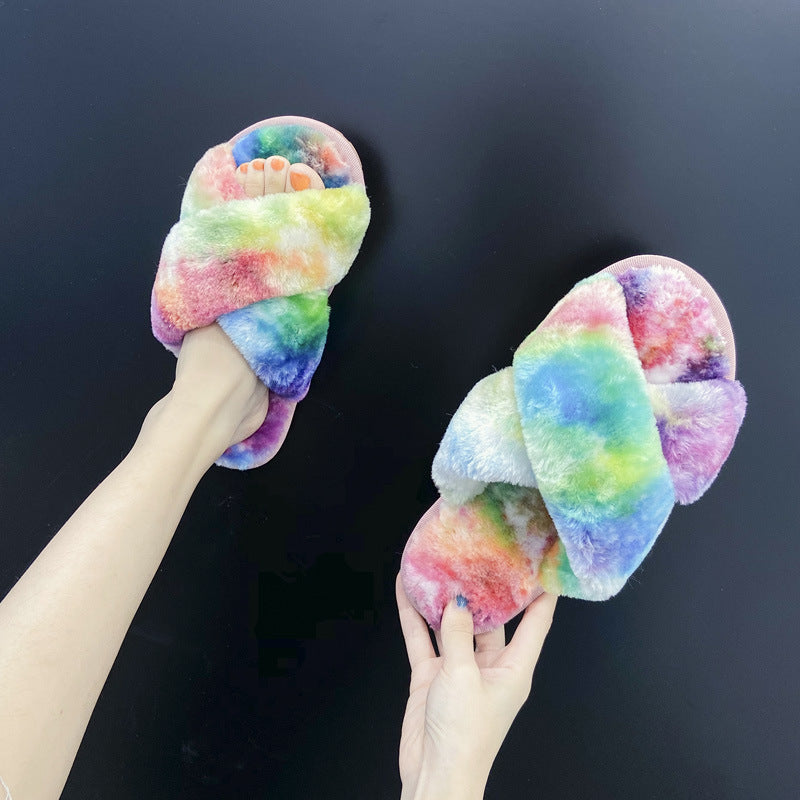 2021 New Winter Indoor Children Kids Ladies Home Soft Shoes Fashion Fur Slippers for Women