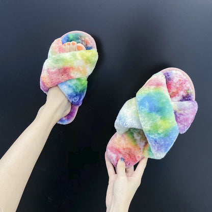 2021 New Winter Indoor Children Kids Ladies Home Soft Shoes Fashion Fur Slippers for Women