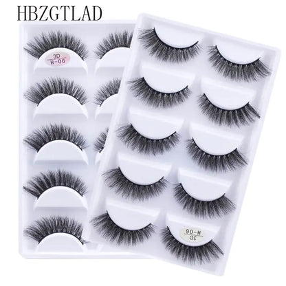5 Pairs Multipack Faux 3D Mink Hair False Eyelashes Handmade Fluffy Long Lashes Nature Long Eye Makeup Tools Eye Lashes H13/S19