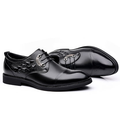 Luxury Dress Shoes Cow Leather Height Increasing Footwear Men's British Leather Shoes Men's Retro Faux Leather Cowboy Shoes