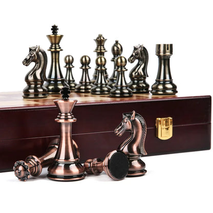 Factory Price 52CM Big Metal Glossy Chess Pieces Folding Chess Board High Grade Professional Chess Games Set