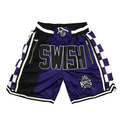 Embroidery Basketball Shorts Retro Sweat Vintage Bulls Magic Heat All Star Basketball Wear Shorts Zipper Pockets Just Men Don