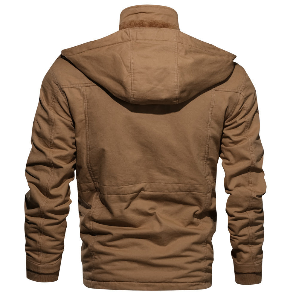 Winter Jacket Men Casual Thick Thermal Coat Green  Jackets Cargo Outwear Fleece Hooded Jacket 4XL Clothes