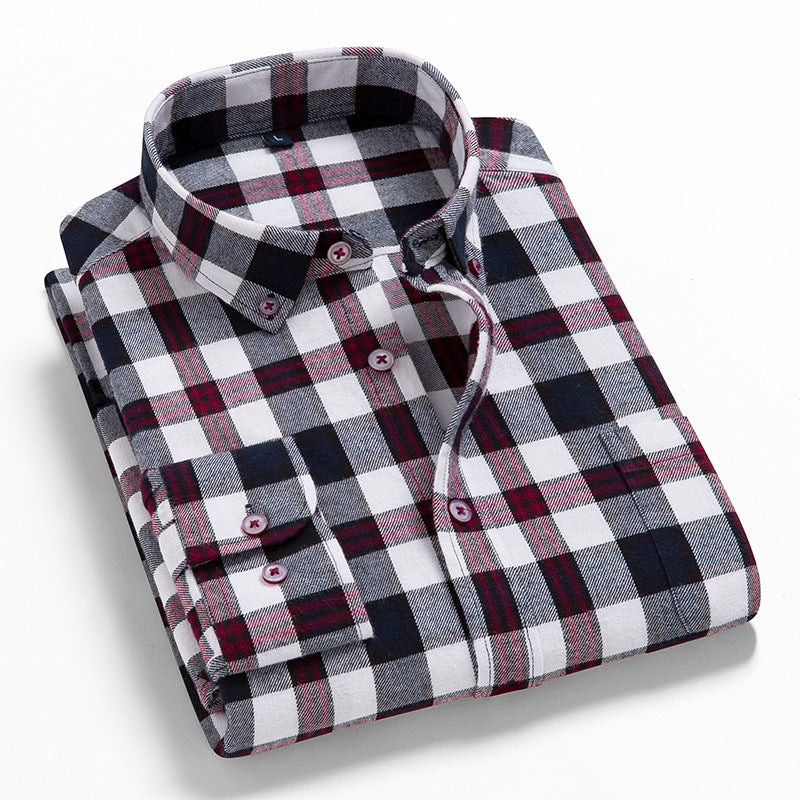 Men's Long Sleeve Plaid Cotton Shirt Casual Spring Autumn