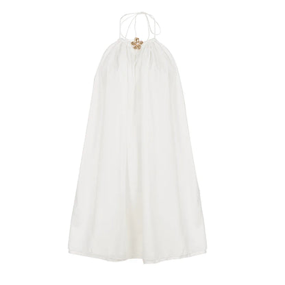 Women's White Woven Chiffon Eco-Friendly Backless