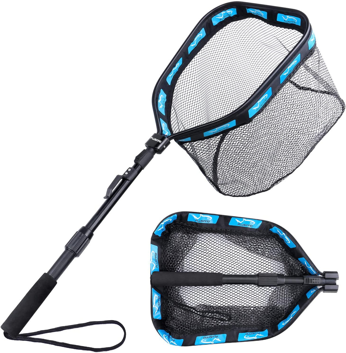 Aluminium Alloy Folded Hand Catch and Release Net  Fishing Tackle Fly Landing Rubber Fishing Net Floating Fishing Net