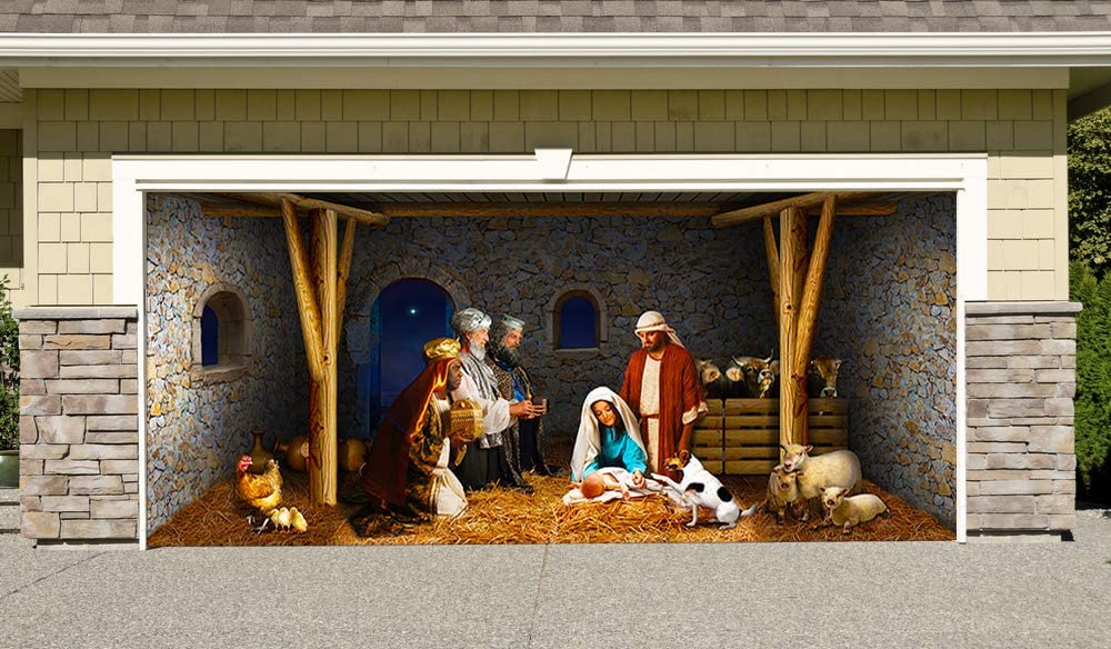 7 X 16ft Christmas Decorations Holiday Garage Door Banner Mural Wall Banner
