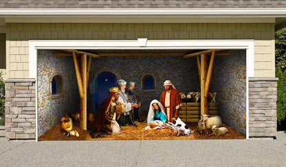 7 X 16ft Christmas Decorations Holiday Garage Door Banner Mural Wall Banner