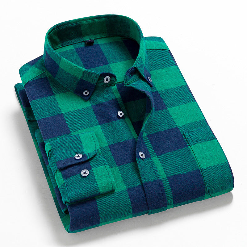 Men's Long Sleeve Plaid Cotton Shirt Casual Spring Autumn