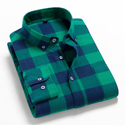 Men's Long Sleeve Plaid Cotton Shirt Casual Spring Autumn