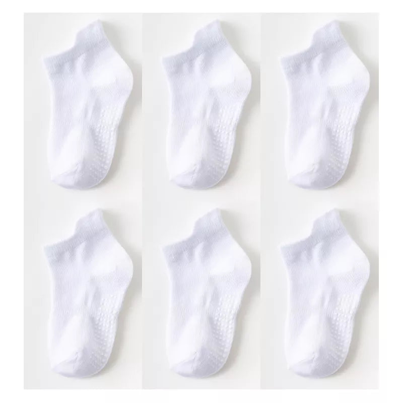 6 Pairs/Lot 0 to 6 Yrs Cotton Children's Anti-Slip Boat Socks for Boys Girl Low Cut Floor Kid Sock With Rubber Grips Four Season